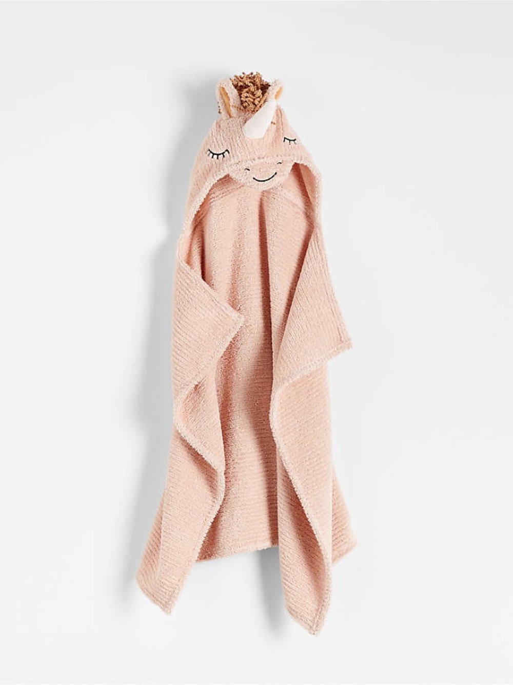 Crate & Kids Ribbed Baby Hooded Towel in Soft Coral